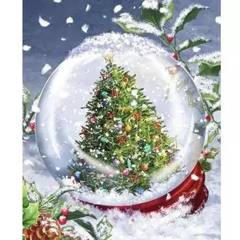 Рамка для рисования по номерам для взрослых, комплект, рождественский подарок, елка, снег, настенная художественная картина по номерам для домашнего декора 40x50 40x50cm NO Frame