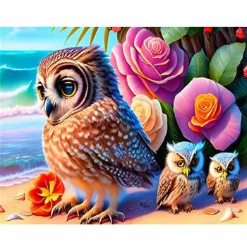 Рамка для рисования по номерам для взрослых, наборы для начинающих с совой и цветами, рисунок по номерам, картина ручной работы, краска, подарок своими руками для домашнего декора, 40x50 40x50cm NO Frame