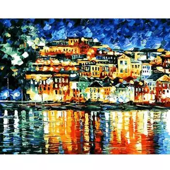 Рамка для рисования по номерам для взрослых, наборы, красочная картина, ночной пейзаж, рисунок по номерам для домашнего декора, подарок «сделай сам», 40x50 40x50cm NO Frame