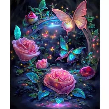 Рамка для рисования по номерам для взрослых, наборы для начинающих, цветы, бабочки, краски, цифры, акриловый набор для подарка своими руками, украшение дома 40x50 40x50cm NO Frame