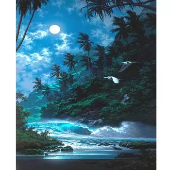 Рамка для рисования по номерам для взрослых, наборы морской пейзаж, ночной пейзаж, современная настенная художественная картина для поделок, 40x50 см 40x50cm NO Frame