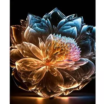 Рамка для рисования по номерам для взрослых, наборы, абстрактные цветы лотоса, маркер по номерам для подарка своими руками 40x50 40x50cm NO Frame