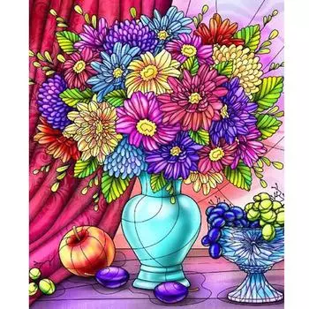 Рамка для рисования по номерам для взрослых, наборы цветов, поделки своими руками, акриловая краска на холсте, ваза для рисования для домашнего декора 40x50 40x50cm NO Frame