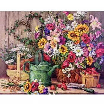 Рамка для рисования по номерам для взрослых, наборы для начинающих, цветы, современная настенная художественная картина, маркер по номерам для подарка «сделай сам», 40x50 40x50cm NO Frame