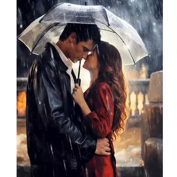 Рамка для рисования по номерам для взрослых, наборы «Любовник под зонтиком», акриловая краска, маркер по номерам для домашнего декора стен 40x50 см 40x50cm NO Frame