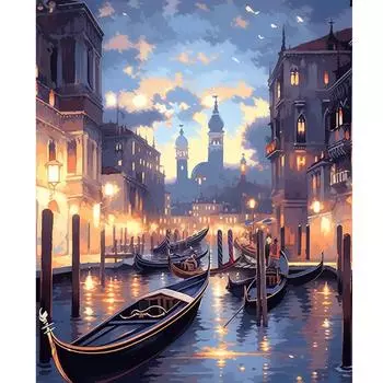Рамка для рисования по номерам для взрослых, наборы пейзажей, Венеция, ручная работа, настенное искусство, рисунок «сделай сам», холст для домашнего декора 40x50 см 40x50cm NO Frame