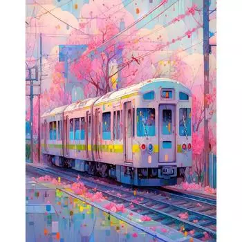 Рамка для рисования по номерам, холст, картина с номером поезда, настенный декор, подарок «сделай сам», рисунок по номерам для взрослых, 40x50 см 40x50cm NO Frame