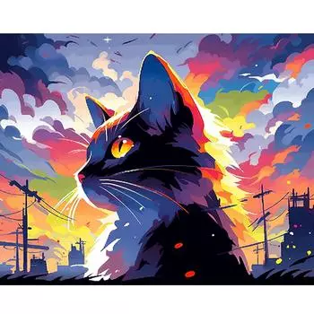 Рамка для рисования по номерам, картина с изображением кота по номерам на холсте, домашний декор, уникальный подарок 40x50 см 40x50cm NO Frame