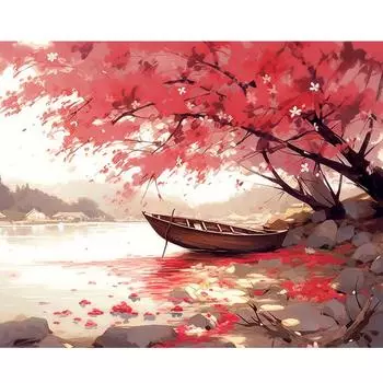 Рамка для рисования по номерам Красное дерево акриловая краска на холсте Краска по номерам для взрослых домашний настенный художественный декор 40x50 см 40x50cm NO Frame