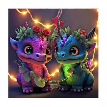 Рамка для рисования по номерам, красочные динозавры, настенная художественная картина, животные, акриловая краска на холсте, для домашнего декора 40x40 40x40cm NO Frame