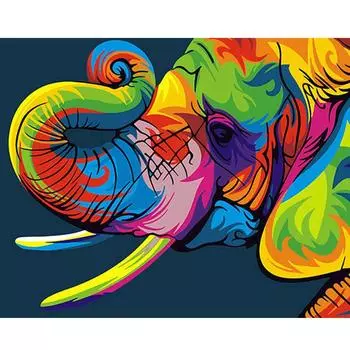 Рамка для рисования по номерам, красочные изображения слонов и животных, акриловая краска по номерам для домашнего декора 40x50 40x50cm NO Frame