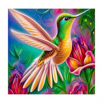 Рамка для рисования по номерам, красочные птицы, животные, стартовый набор, рисунок по номерам, ручная роспись, подарок «сделай сам», для украшения дома 40x40 40x40cm NO Frame