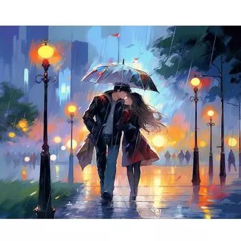 Рамка для рисования по номерам, любовник мультфильмов, ручная роспись, раскраска, ремесло, сделай сам, краска по номерам, уникальный подарок для домашнего декора, 40x50 см 40x50cm NO Frame