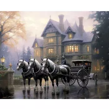 Рамка для рисования по номерам на холсте для взрослых, наборы Пейзаж, городская улица, сделай сам, картина по номерам, акриловая краска для домашнего декора, 40x50 см 40x50cm NO Frame