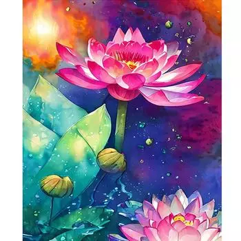 Рамка для рисования по номерам, наборы для начинающих, цветы лотоса, ручная работа, настенная картина, рисунок на холсте, подарок «сделай сам», 40x50 см 40x50cm NO Frame