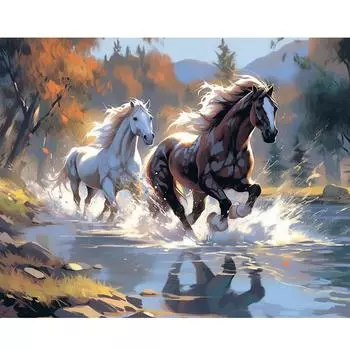 Рамка для рисования по номерам, наборы для взрослых, маркер для лошадей, животных, картина по номерам, картина на холсте для украшения дома, 40x50 см 40x50cm NO Frame