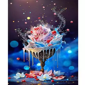 Рамка для рисования по номерам, наборы для мороженого, акриловая краска на холсте, картина с цветком, ручная работа, поделки своими руками, настенная картина для домашнего декора 40x50 40x50cm NO Frame