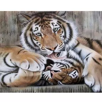 Рамка для рисования по номерам, наборы для взрослых, стартовый набор, тигр, животные, акриловая краска по номерам для домашнего декора, 40x50 40x50cm NO Frame