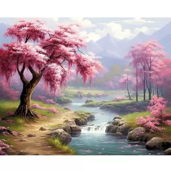 Рамка для рисования по номерам, наборы, фантастический речной пейзаж, картина, краска, окраска на нулевой основе, ручная роспись, уникальный подарок, домашний декор 40x50 см 40x50cm NO Frame