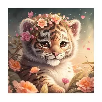 Рамка для рисования по номерам, наборы, милый тигр, настенная художественная картина, животные, акриловая краска по номерам для подарка «сделай сам», 40x40 40x40cm NO Frame