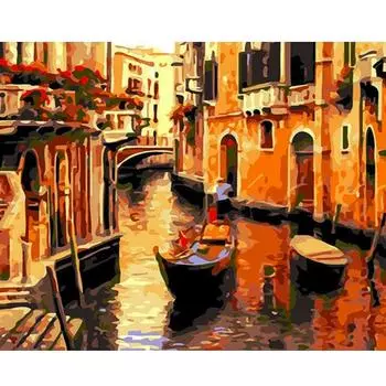 Рамка для рисования по номерам, наборы Венецианский пейзаж для взрослых, наборы картинок с цифрами для домашнего декора, подарок «сделай сам», 40x50 40x50cm NO Frame