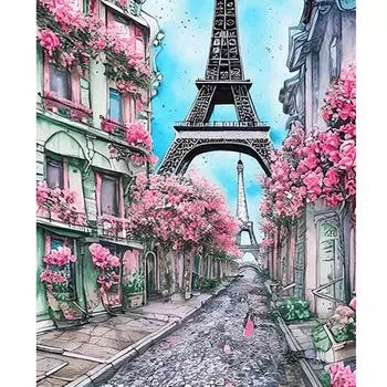 Рамка для рисования по номерам Парижская улица, настенная картина по номерам, пейзаж для домашнего декора, подарок «сделай сам», 40x50 см 40x50cm NO Frame