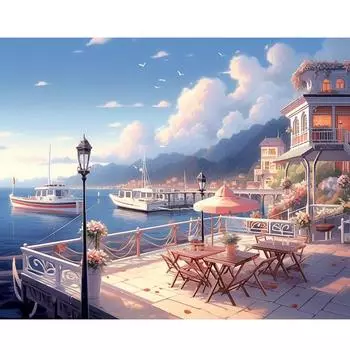 Рамка для рисования по номерам, пейзаж, искусство, сделай сам, картина по номерам, гавань, пейзаж, акриловый холст, подарок для домашнего декора, 40x50 см 40x50cm NO Frame