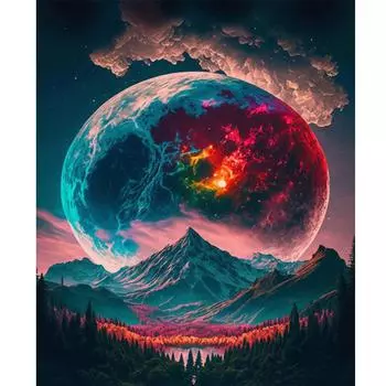 Рамка для рисования по номерам, подарок «сделай сам» для взрослых, абстрактный рисунок Луны по номерам, картина ручной работы, краска для домашнего декора, 40x50 40x50cm NO Frame