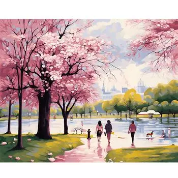Рамка для рисования по номерам, рисунок вишни на холсте, художественный подарок ручной работы, фотографии по номерам, пейзажные наборы, домашний декор 40x50 см 40x50cm NO Frame