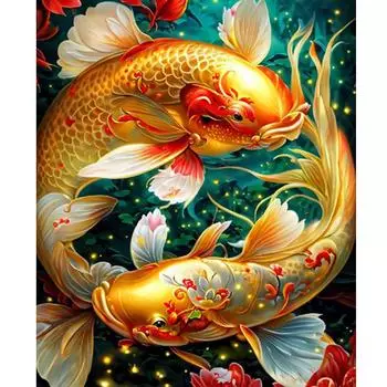 Рамка для рисования по номерам, рыбы, животные, акриловая картина по номерам для взрослых, персонализированные подарки, домашний декор 40x50 40x50cm NO Frame