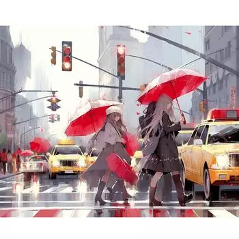 Рамка для рисования по номерам с городской улицей, наборы для взрослых, стартовый набор для пейзажа, настенное искусство, подарок «сделай сам», акриловая краска на холсте 40x50 см 40x50cm NO Frame