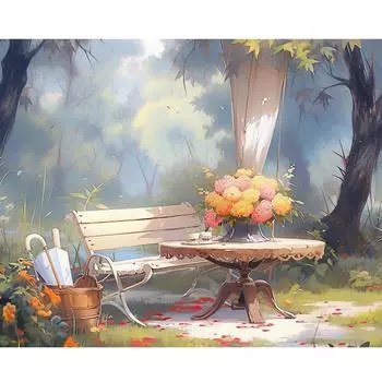 Рамка для рисования по номерам, садовый стул, подарок «сделай сам», картина по номерам для взрослых, домашний декор для начинающих, 40x50 см 40x50cm NO Frame