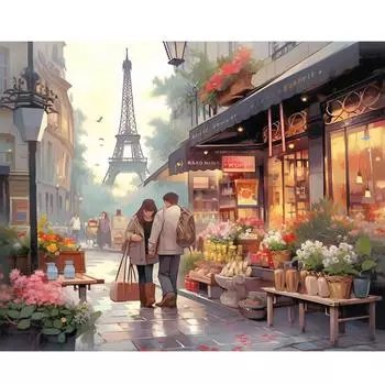 Рамка для рисования по номерам, уличный пейзаж, краска по номерам на холсте, сделай сам, картина по номерам, пейзаж, домашний декор, подарок 40x50 см 40x50cm NO Frame