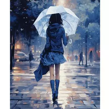 Рамка для рисования по номерам, женская настенная живопись ручной работы, подарок «сделай сам», рисунок по номерам, картина «Дождливый день» для гостиной 40x50 см 40x50cm NO Frame