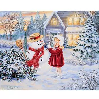 Рамка для рисования снеговика по номерам для взрослых, наборы, картина дома, акриловая краска по номерам для украшения дома, рождественский подарок 40x50 см 40x50cm NO Frame
