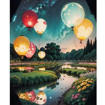 Рамка для рисования воздушными шарами по номерам для взрослых, наборы, пейзажная картина, раскраска по номерам для домашнего декора, подарок «сделай сам», 40x50 см 40x50cm NO Frame