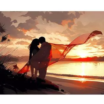 Рамка для рисования заката по номерам, наборы для взрослых, пейзаж, любитель пляжа, подарок своими руками, акриловая краска по номерам для поделок, 40x50 см 40x50cm NO Frame