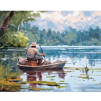 Рамка для рыбалки, картина по номерам для поделок, подарок для взрослых, наборы, пейзаж, современная настенная художественная картина по номеру для домашнего декора, 40x50 см 40x50cm NO Frame