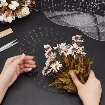 Рамка для венка Акриловые круглые доски для венков с отверстиями Прозрачные цветочные обручи Кольцо для венков Доски для гирлянд своими руками A