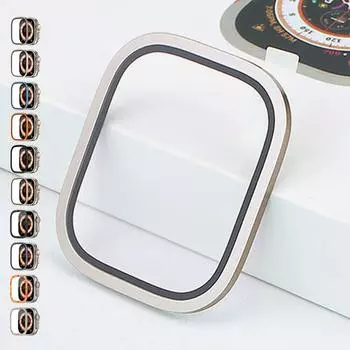 Рамка из алюминиевого сплава с закаленным стеклом для Apple Watch Ultra 2/Ultra 49 мм защитная рамка для экрана бампер с защитой от царапин HD-пленка для всей поверхности аксессуары 49mm for apple watch синий