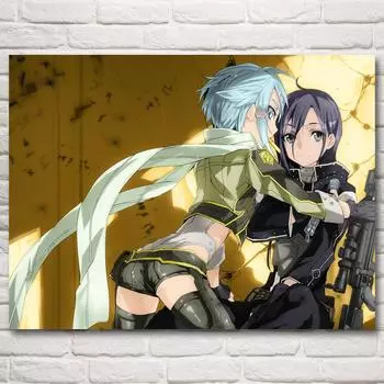 Рамка из цельного дерева 1 панель Sword Art Online Аниме Идео-игры Киригая Кадзуто Искусство Шелковые принты плакатов Домашний декор Живопись Произведения современного плаката 15*20cm(with frame)