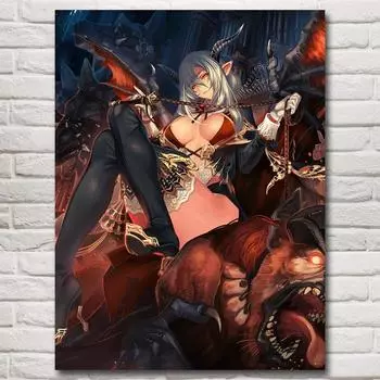 Рамка из цельного дерева, 1 панель, ангел и дьявол, богиня войны, постеры, анимационная живопись, украшение для дома, картины для гостиной, современный постер 15*20cm(with frame)