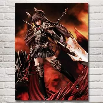 Рамка из цельного дерева, 1 панель, ангел и дьявол, богиня войны, постеры, анимационная живопись, украшение для дома, картины для гостиной, современный постер 15*20cm(with frame)