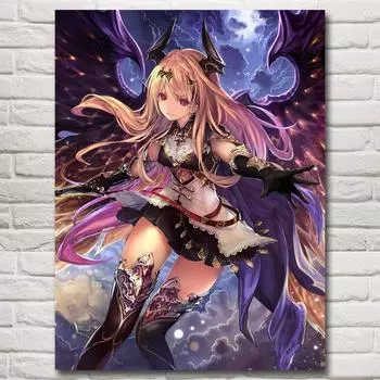 Рамка из цельного дерева, 1 панель, ангел и дьявол, богиня войны, постеры, анимационная живопись, украшение для дома, картины для гостиной, современный постер 15*20cm(with frame)