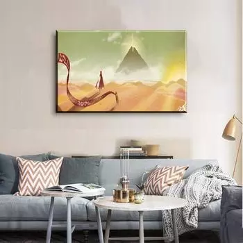 Рамка из цельного дерева, 1 шт., холст, путешествие, пейзаж, горы, туман, игра, искусство, шелковая ткань, плакат с принтом, настенный домашний декор, живопись 15*20cm(with frame)