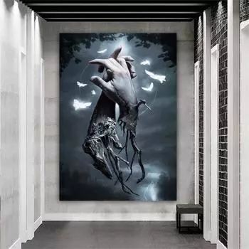 Рамка из цельного дерева, абстрактные руки, картины на холсте, птицы любят, романтические настенные принты и постеры, настенные художественные картины для гостиной, домашний декор 15*20cm(with frame)