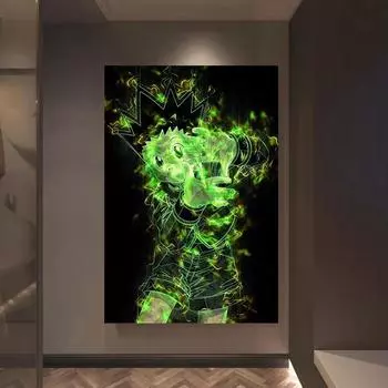 Рамка из цельного дерева, аниме-плакат Hunter X Hunter/My Hero Academia плакат/плакат с черным клевером, настенное художественное украшение, декор для бара, холст, постер 15*20cm(with frame)