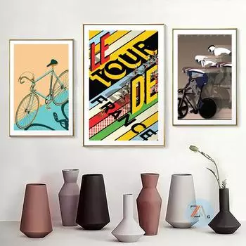Рамка из цельного дерева Байкерская гонка Скандинавская мода Художественный постер Картина Цветная картина на холсте Печать Художественная настенная роспись Современная домашняя комната Декор Подарок 15*20cm(with frame)