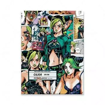 Рамка из цельного дерева Джолин Куджо Причудливый камень ДжоДжо океан Hd персонаж аниме вышивка живопись настенные художественные плакаты украшение гостиной 15*20cm(with frame)