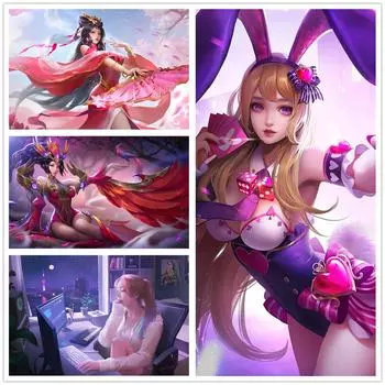 Рамка из цельного дерева HD Красота Аниме Игра Фэнтези Девушка HD Печать Холст Стена Искусства Живопись Модульные Картины Украшения Дома Плакат Рамка Для Гостиной 15*20cm(with frame)